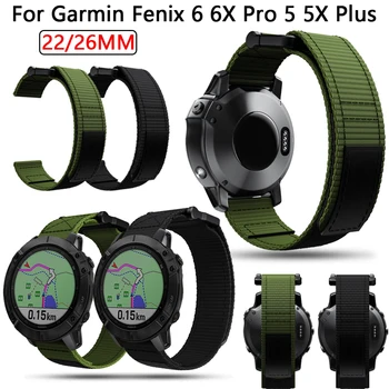 Watchband A Garmin Fenix 6 6X Pro 5 5X Plusz 22 26mm Lágy Fonott Nylon Nylon Állítható Easyfit Intelligens Karóra Szíj Csere