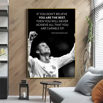 Ronaldo Motiváló Idézet Poszter, Nyomatok Fali Vászon Labdarúgó-Art Festészet Foci Csillag Kép, Nappali Haza Fali Dekoráció