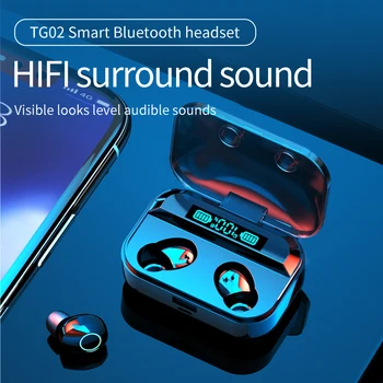 TG02 TWS Vezeték nélküli Fülhallgatót Bluetooth-kompatibilis Fejhallgató zajszűrő Headset Fülhallgató LED Digitális Kijelző