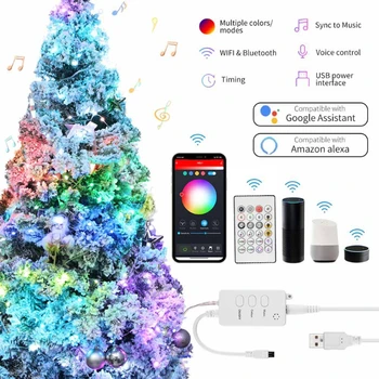 A WiFi/Bluetooth LED tündérfény 5M/10M/20M RGB LED String Fény Okos Garland Lámpák, Parti, Esküvő karácsonyfa Díszítés 3