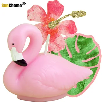 Új Kreatív Illatos Esküvők, Születésnapi Gyertyák Flamingók Szerelem Flameless Tortát, a Gyermekek Ajándékok, Dekoráció Topper 2