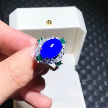 Kék Chalcedony Gyűrű Állítható Nők Valódi Természetes Hitelesített Gebék Kő Gyűrűk Ajándékok, Női Divat, Ékszerek, Kiegészítők 2