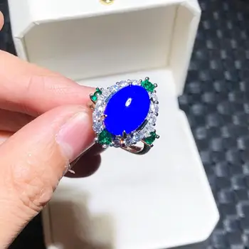 Kék Chalcedony Gyűrű Állítható Nők Valódi Természetes Hitelesített Gebék Kő Gyűrűk Ajándékok, Női Divat, Ékszerek, Kiegészítők 3