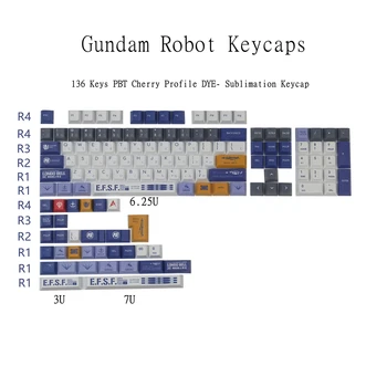 136Keys PBT Keycaps Teljes Készlet Anime Gundam Cseresznye hőszublimációs Keycap Mechanikus Billentyűzet Ansi 60% 80% 100% ISO Be