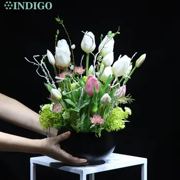 Lila Virág Virág Dekoráció (1 Állítsa Bonsai Pot ) Mesterséges Calla Fél Testre Táblázat Virág Arrangment - INDIGÓ