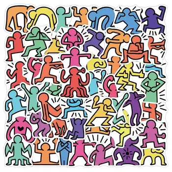 40 Db Rajzfilm Üreges Ember Keith Haring Aranyos Rajzfilm Matricák Kerékpár Hűtőszekrény Gitár Pvc, Vízálló Matrica Matricák, Címkék Játék
