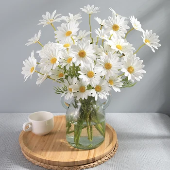 52cm fehér Daisy Nem szőtt Szövet, Virág, Csokor, művirágok magas minőségű valentin-lakberendezési kiegészítők, esküvői