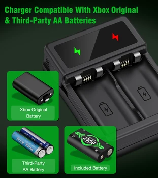 2x2550mAh Újratölthető Akkumulátor Xbox + 2 USB Port-Töltő Egy Xbox/Xbox Egy S/X/Xbox Sorozat S/X Vezeték nélküli Gamepad 2