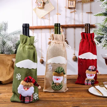 Aranyos Boros Üveg fedelét 2022 Boldog Karácsonyt, Mikulás borosüveg Táska Fedelét Karácsonyi Fesztivál Party Asztal Dekoráció Ajándék
