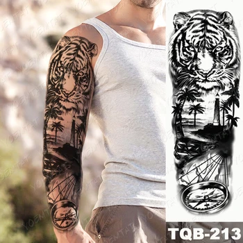Vízálló Ideiglenes Teljes Karján Tetoválás Matrica, Oroszlán, Tigris, Farkas-Erdő Ördög Flash Tatto Ember Totem Body Art Hamis Hüvely Tetoválás A Nők 1