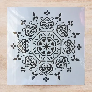 30*30cm Nagy Mandala Totem Geometria DIY Rétegződés Stencil Falon Festmény Scrapbook Színezés Dombornyomás Album Díszítő Sablon