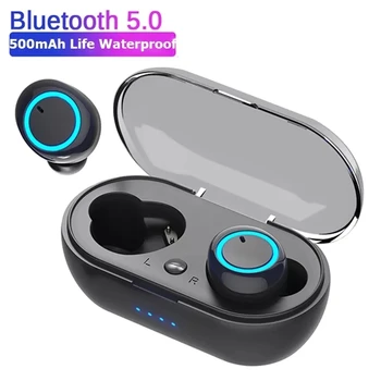 2022 TWS Vezeték nélküli Bluetooth-5.0 Fülhallgató Touch Control 9D Sztereó Fülhallgató Mikrofon Sport Vízálló Fülhallgató Fülhallgató, LED Kijelző