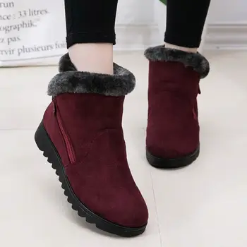 Téli boka csizma női cipő 2021 új divat csúszásmentes meleg plüss cipzár Alkalmi cipő nő hó csizma Dropshipping