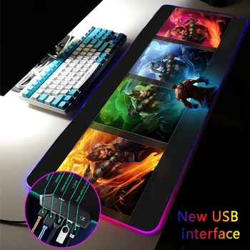 400*900MM, XXL Nagy Multi-interfész RGB Gaming Mousepad League of Legends Mousepad Dokkoló USB HUB c típus Felület Gamer Asztal Mat