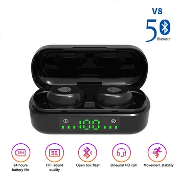 Bluetooth fülhallgató 5.0 Vezeték nélküli fejhallgató Mini Sztereó Fülhallgató Vezeték nélküli In-Ear Touch Control Fejhallgató Válasszuk a Zeneszámok lehetőséget minden telefon
