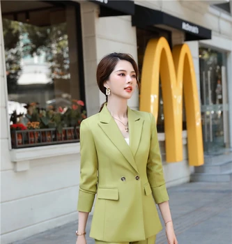 Női Elegáns Zöld, Hosszú Ujjú ÖREG Stílusok Blézer Kabát Kabát Női Üzleti munkaruha, Őszi, Téli Blaser Outwear Maximum