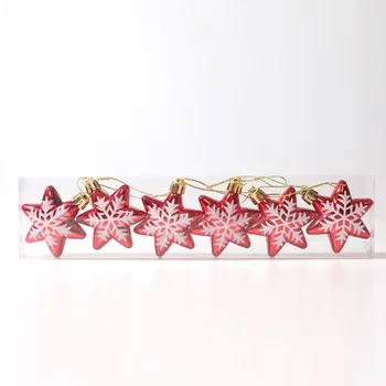 Új karácsonyfa díszített, több ágú csillag, ötágú karácsonyfa díszített kellékek piros-fehér csillagok 2