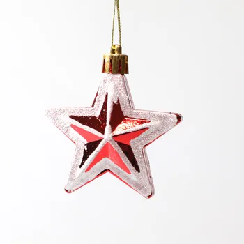 Új karácsonyfa díszített, több ágú csillag, ötágú karácsonyfa díszített kellékek piros-fehér csillagok 3