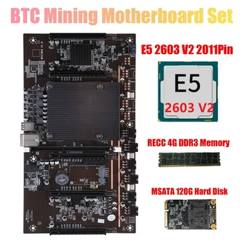 BTC Bányász X79 Alaplap H61 5X PCI-express 8X Támogatás 3060 3080 GPU-val E5 2603 V2 CPU RECC 4G DDR3 Memória 120G MSATA SSD