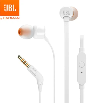 JBL T110 3,5 mm-es vezetékes fejhallgató sztereó zenét nehéz basszus fejhallgató motor fül gyűrű drót-vezérlés mikrofon kihangosító