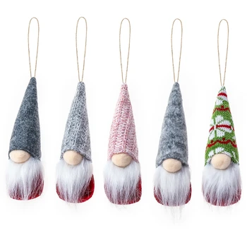 Karácsonyfa Lóg Gnómok Díszek Készlet 5 svéd Kézzel készített Gyapjú Gnómok Santa Elf Lóg Otthon Dekoráció Nyaralás