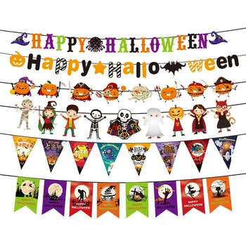 Halloween banner rajzfilm tök véres kést ábécé koponya mintás zászló boldog halloween party lóg zászló dekoráció