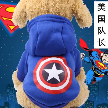 Kisállat kutya Disney ruha őszi-téli új kutya, macska rajzfilm anime kapucnis pulóver, meleg gyapjú pamut Amerika Kapitány