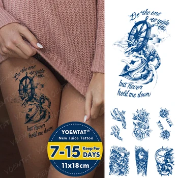 Lé Tinta Tartós, Vízálló Tetoválás Matrica Óra Horgony Iránytű Kereszt Koponya Flash Teljes Tetoválás Body Art Hamis Tatto Férfiak Nők
