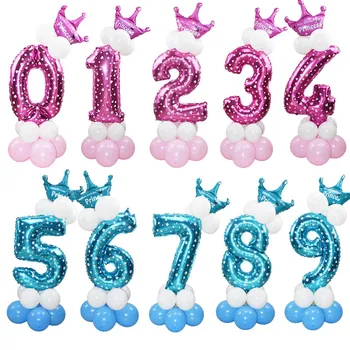 24Pcs Kék Rózsaszín Szám Lufi Boldog Születésnapot Léggömb Szülinapi Party Dekoráció Gyerekek Fiú Lány Fél Ballon Száma