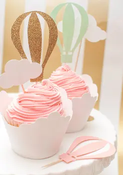 CSILLOGÓ Hőlégballon felhő cupcake toplisták születésnapi, Esküvői Menyasszonyi baba Zuhany Eljegyzési Buli, Lánybúcsú, élelmiszer-választás