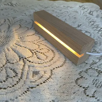 3D-s Led-es Éjjeli Lámpa, Fából készült Led Lámpa Bázis USB-Kábel Kapcsoló DIY Éjszakai Fény Bázis 15cm Hosszú, Akril, Fa Lámpa Bázis Fehér/Meleg Fény 3