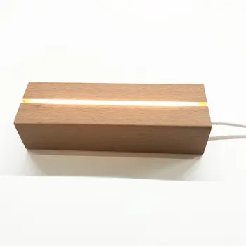 3D-s Led-es Éjjeli Lámpa, Fából készült Led Lámpa Bázis USB-Kábel Kapcsoló DIY Éjszakai Fény Bázis 15cm Hosszú, Akril, Fa Lámpa Bázis Fehér/Meleg Fény 5