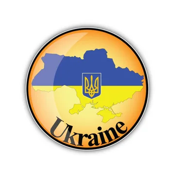 YJZT 12,7 CM*12,7 CM Ukrajna Térkép Zászló Kör Címke-Matrica Autó Matrica CarStyling 6-1320 1