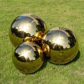 Golden ball Dia 38mm 3,8 cm, rozsdamentes acél, titán bevonatú arany üreges golyó zökkenőmentes labdát haza udvaron lakberendezés labda 3