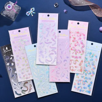 BULA Kreatív Aranyos Szalag Lézer Matrica Scrapbooking Idol Kártya Boldog Tervezés Aranyos koreai Írószer, Dekorációs Matrica