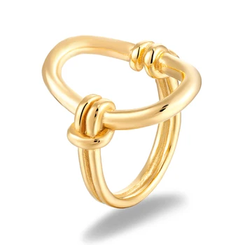 Új Design 18 K Ovális Üreges Gyűrű, Arany Színű Rozsdamentes Acél Görbe Ujj Gyűrű Női Divat, Ékszerek, Szülinapi Ajándékok Nagykereskedelmi 5