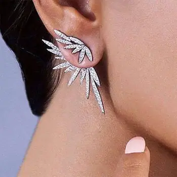 FORRÓ Luxus Design Teljes Strasszos Kristály Egyetlen Fülbevaló Női Punk Csillag, Angyal Szárny Fül Piercing Ékszer