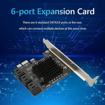 6 Portok PCIe SATA Csatoló SATA-III., hogy a PCI Express 3.0 X1 Vezérlő bővítőkártya 6Gbps SATA 3.0 PCI-E X4/X8/X16 ASM1166 Chip 2