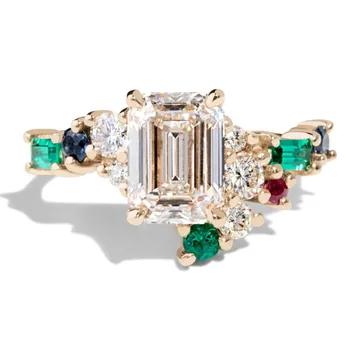 Divatos Luxus Ékszerek Színes, Aranyozott Ezüst Bevonatú Fél Gyűrűk Nők Gótikus Esküvői Pár jegygyűrűt Luxus Ékszerek