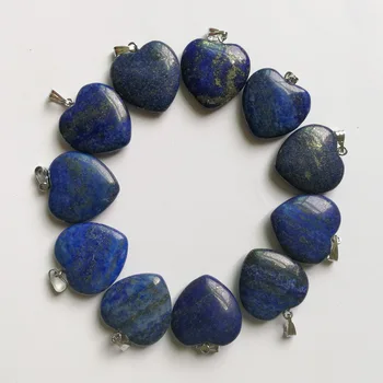 A divat Jó minőségű Lapis lazuli 20mm szív Természetes kő medálok Varázsa Ékszerek Szerelem medál ékszer készítés 12db/sok
