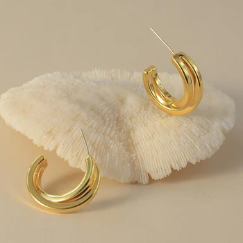 925 Sterling Ezüst Fülbe, Tű Egyszerű C-Alakú Kereszt Fülbevaló Trendi Személyiség Fülbevalók Divat Ingázó Fülbevaló Nők 0