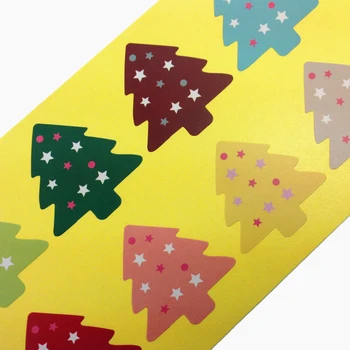 100/sok Aranyos Vintage Színes karácsonyfa design Tömítő matrica diákok DIY Sütés Dekoráció címke Többfunkciós
