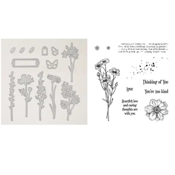 Csendes Réten Bélyegző, illetve Koordináló Meghalni Virágok, Háttér Mintázatok, illetve Üdvözlet Tiszta Bélyeget DIY Scrapbooking Kártya Készítés