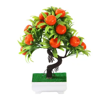Mesterséges Bonsai Növények Narancssárga Gyümölcs Fa Cserepes Otthoni Esküvői Dekoráció Virág Hotel Fél Decor Ál-Cserepes