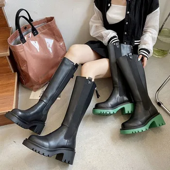 Comb Csizma Női Slip-Divat Chelsea Boots Őszi Téli Új Platform, Vastag Sarkú Női PU Bőr Boka Cipő