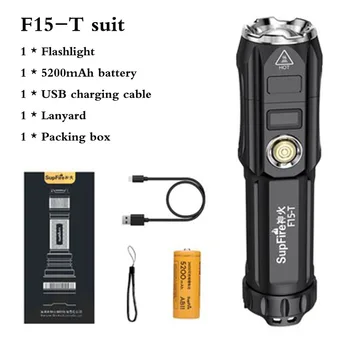 SupFire F15-T zoom mini LED-zseblámpa P90 erős fény USB töltés 26650 kis szuper fényes hordozható lámpa 5