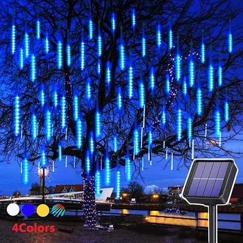 Napelemes LED String Fény Garland Napelemes Meteorzápor Eső Fény Kerti Fa Napenergia Hulló Esőcsepp Karácsonyi Fény 1