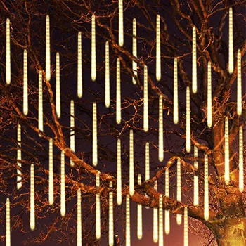 Napelemes LED String Fény Garland Napelemes Meteorzápor Eső Fény Kerti Fa Napenergia Hulló Esőcsepp Karácsonyi Fény 2