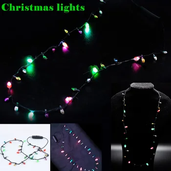 1 Db Mini Villogó Fény-fel Villogó Karácsonyi Fények Jelmez Nyaklánc 8 LED Izzók FreeEvent & Parti Ünnepi & Party Kellékek