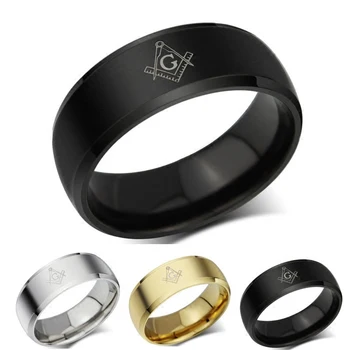 Király Férfiak Szabadkőműves Gyűrű Rozsdamentes Acél Gyűrűk Férfi Ékszer, Arany & Fekete-Ezüst Szénszálas Gyűrűk